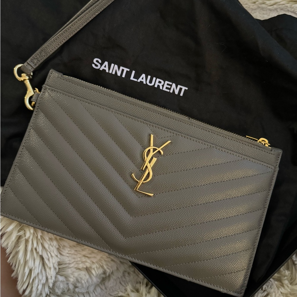 Large Quilted YSL Zip Wristlet